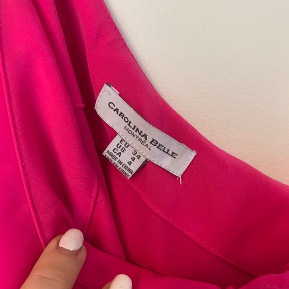 Magenta one shoulder dress - Picture 3 of 4